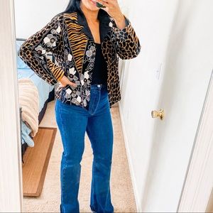 Vintage beaded floral and animal print Blazer